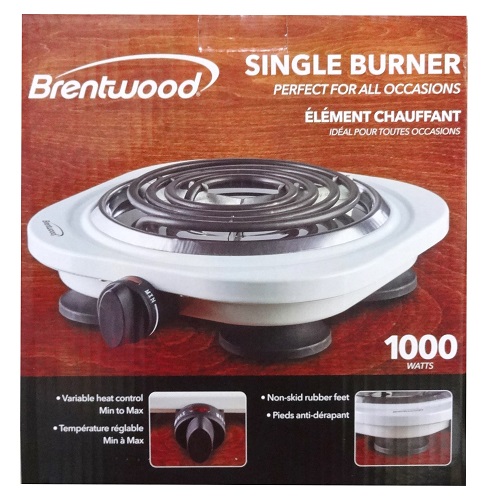 Brentwood TS-321BK 1000w Single Electric Burner, Black - Brentwood  Appliances