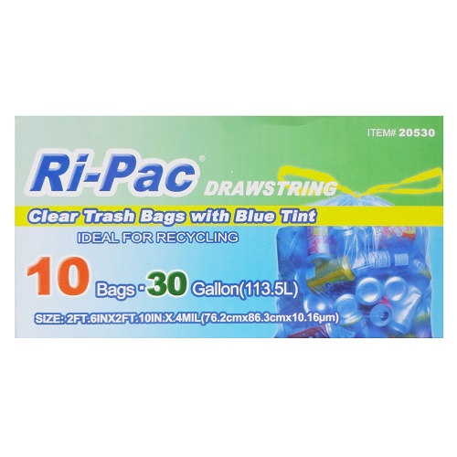 30GAL BLUE RECYCLING TRASH BAG 8CT-24
