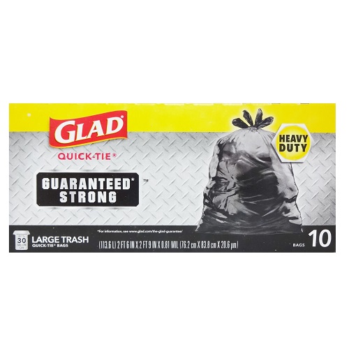 Glad Quick-Tie Heavy Duty 30 Gallon Large Trash Bags 10ct